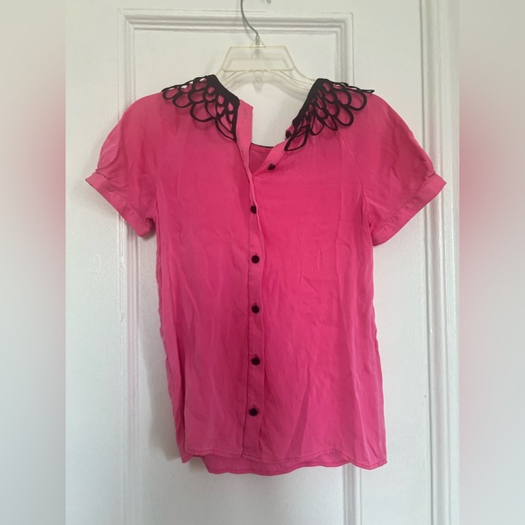 Hot pink silk top milly of New York size 4 - Picture 2 of 6